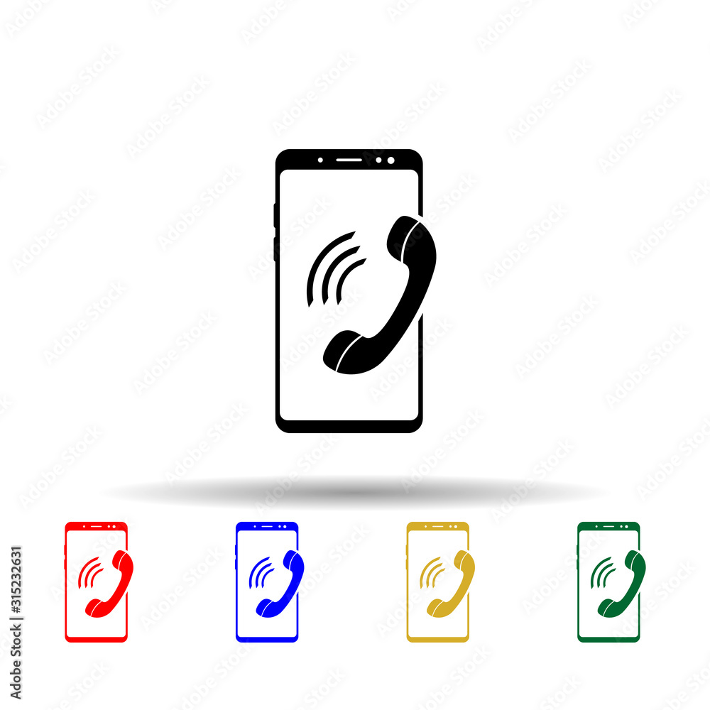 Poster smartphone, call, handset multi color style icon. simple glyph, flat vector of mobile concept icons 