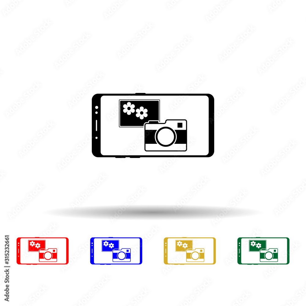Poster smartphone, camera, gallery multi color style icon. simple glyph, flat vector of mobile concept icon