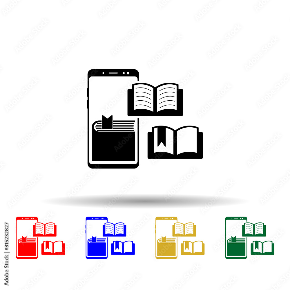 Poster smartphone, e-book multi color style icon. simple glyph, flat vector of mobile concept icons for ui 