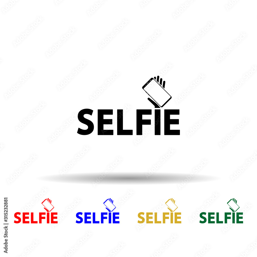 Poster smartphone, hand, selfie multi color style icon. simple glyph, flat vector of mobile concept icons f