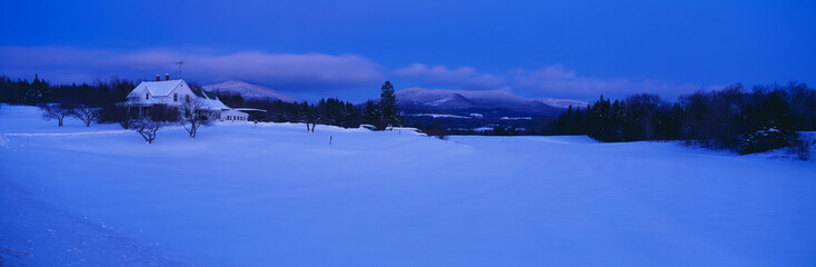 Dusk in Lyndonville, Darling Hill Road and Mount Burke, Vermont