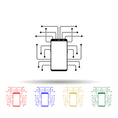 Smartphone cpu, chip multi color style icon. Simple glyph, flat vector of mobile concept icons for ui and ux, website or mobile application