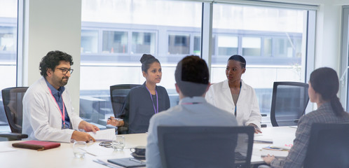 Doctors and administrators in conference room meeting