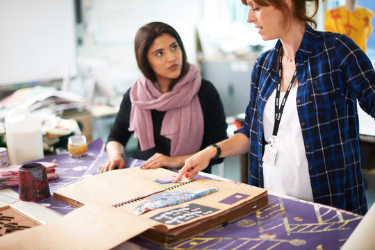 Female art students in art studio