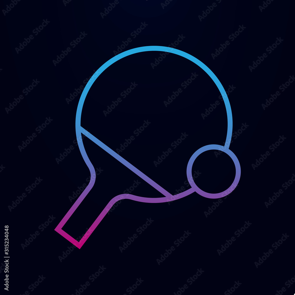 Poster ping pong table tennis paddle with ball line nolan icon. simple thin line, outline vector of web ico