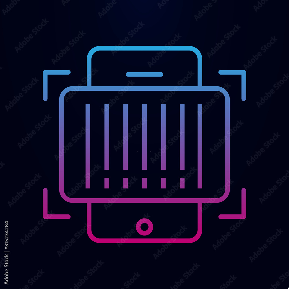 Poster scan barcode with phone nolan icon. simple thin line, outline vector of web icons for ui and ux, web