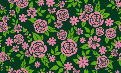 Beauty of pink rose flower pattern background for valentine, with leaf and flower concept.