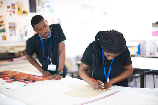 Artists working in art studio