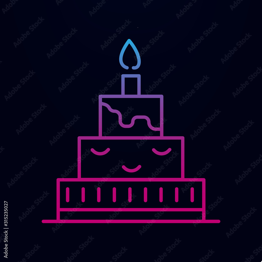 Poster cake with a candle nolan icon. simple thin line, outline vector of web icons for ui and ux, website 
