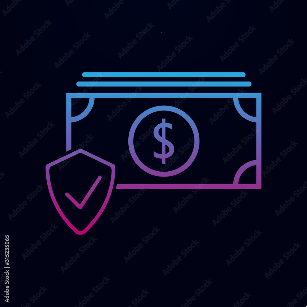 Poster protection of money nolan icon. simple thin line, outline vector of web icons for ui and ux, website
