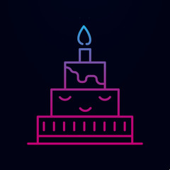 Cake with a candle nolan icon. Simple thin line, outline vector of web icons for ui and ux, website or mobile application