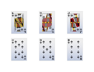 Cards of Club suit icon set, colorful design