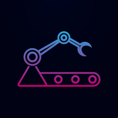 Robot in production nolan icon. Simple thin line, outline vector of web icons for ui and ux, website or mobile application