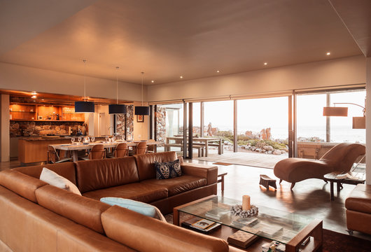 Home showcase interior living room and dining room