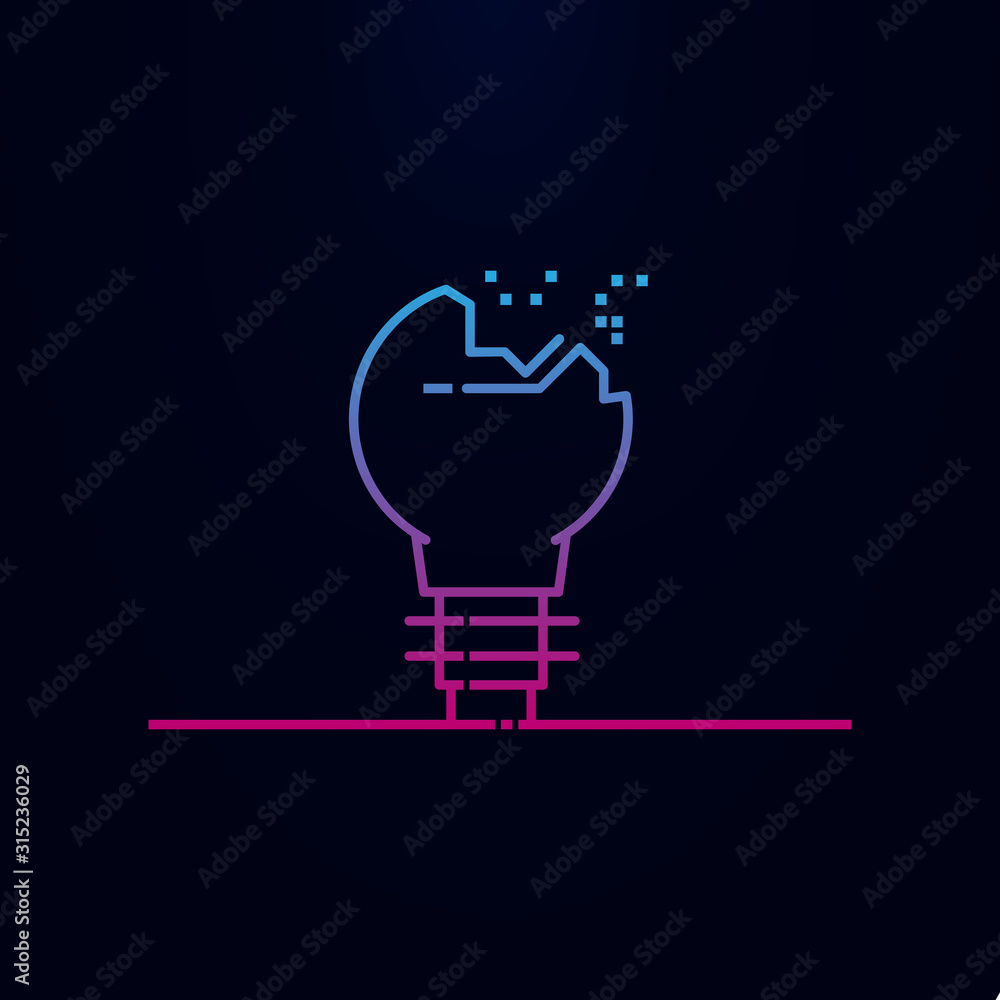 Poster broken light bulb nolan icon. simple thin line, outline vector of web icons for ui and ux, website o