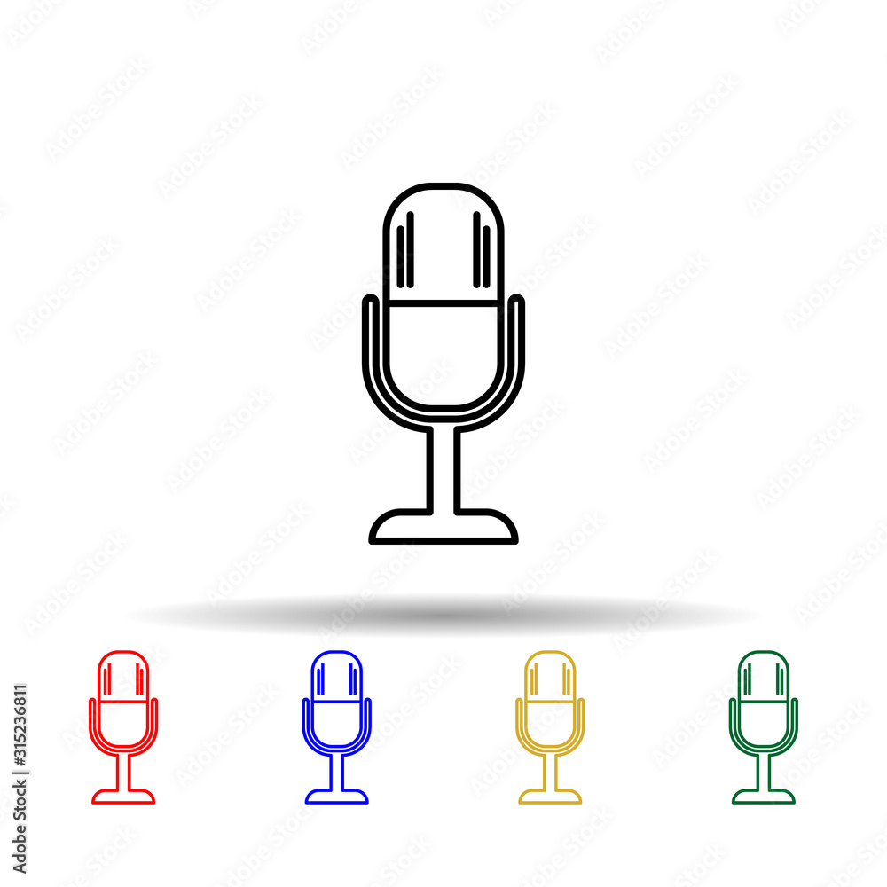 Poster microphone multi color style icon. simple thin line, outline vector of web icons for ui and ux, webs