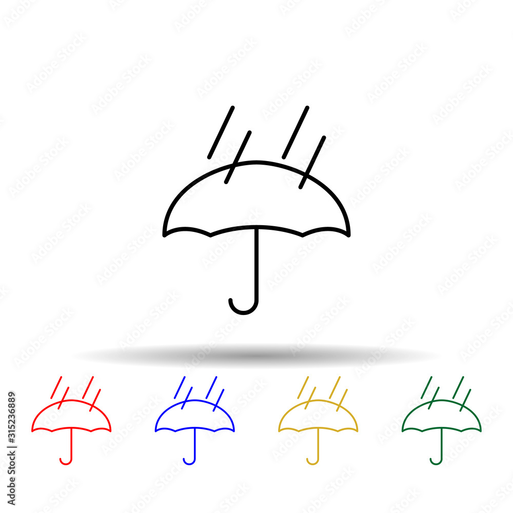 Poster umbrella and rain multi color style icon. simple thin line, outline vector of web icons for ui and u