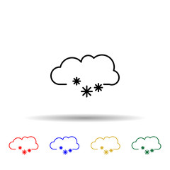 cloud with a snowflake multi color style icon. Simple thin line, outline vector of web icons for ui and ux, website or mobile application