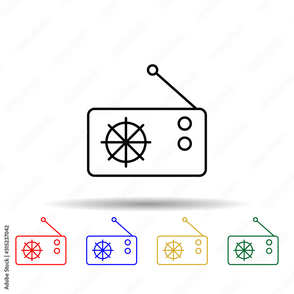 Poster radio technology multi color style icon. simple thin line, outline vector of web icons for ui and ux