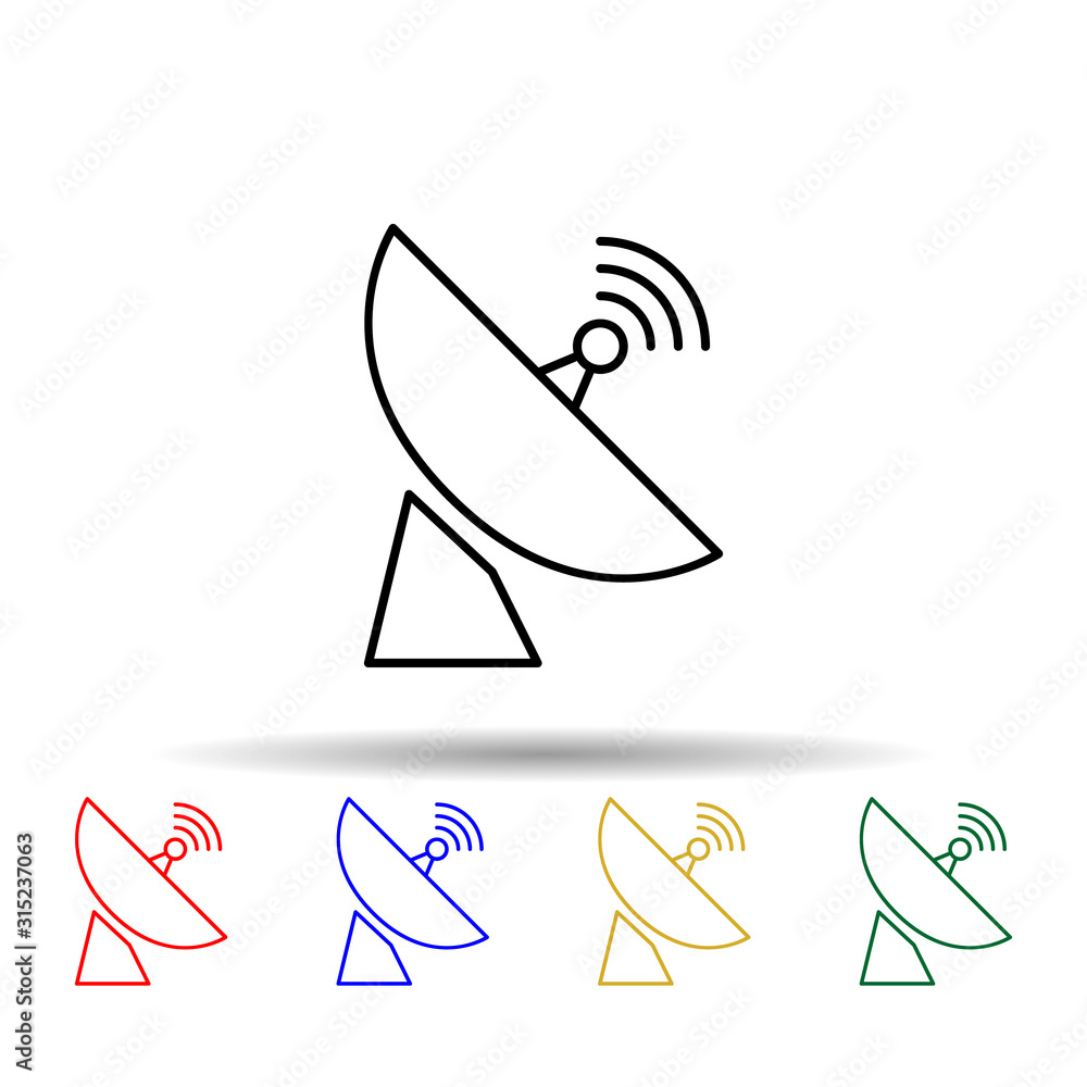 Poster satellite dish multi color style icon. simple thin line, outline vector of web icons for ui and ux, 