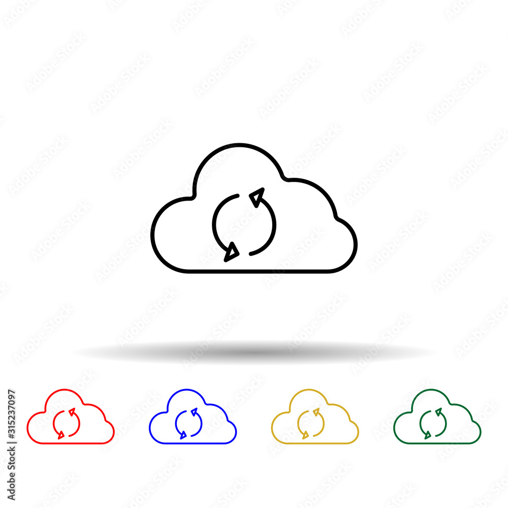 Poster cloud exchange multi color style icon. simple thin line, outline vector of web icons for ui and ux, 