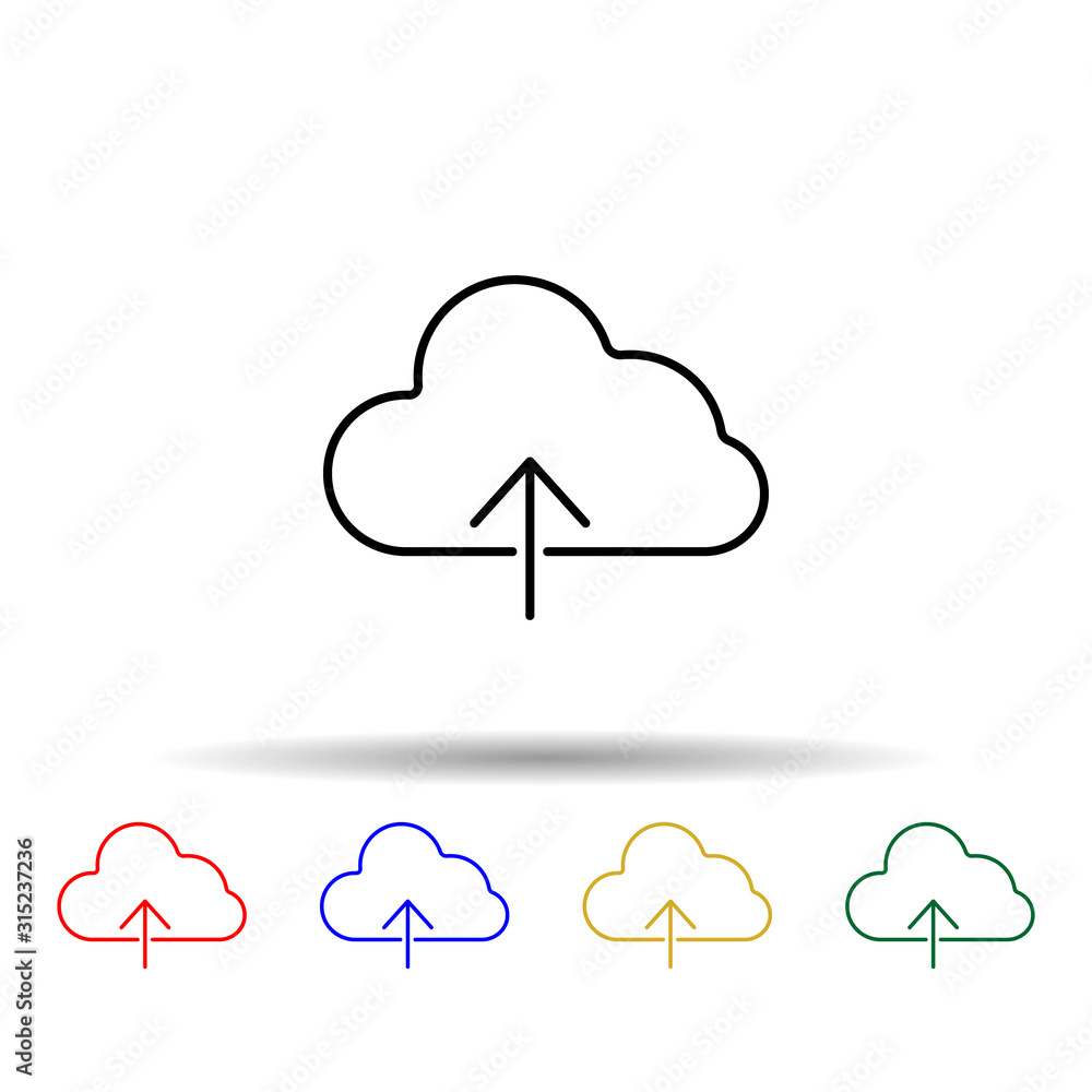 Poster cloud upload multi color style icon. simple thin line, outline vector of web icons for ui and ux, we
