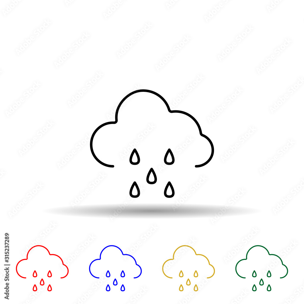 Poster rainy cloud multi color style icon. simple thin line, outline vector of web icons for ui and ux, web