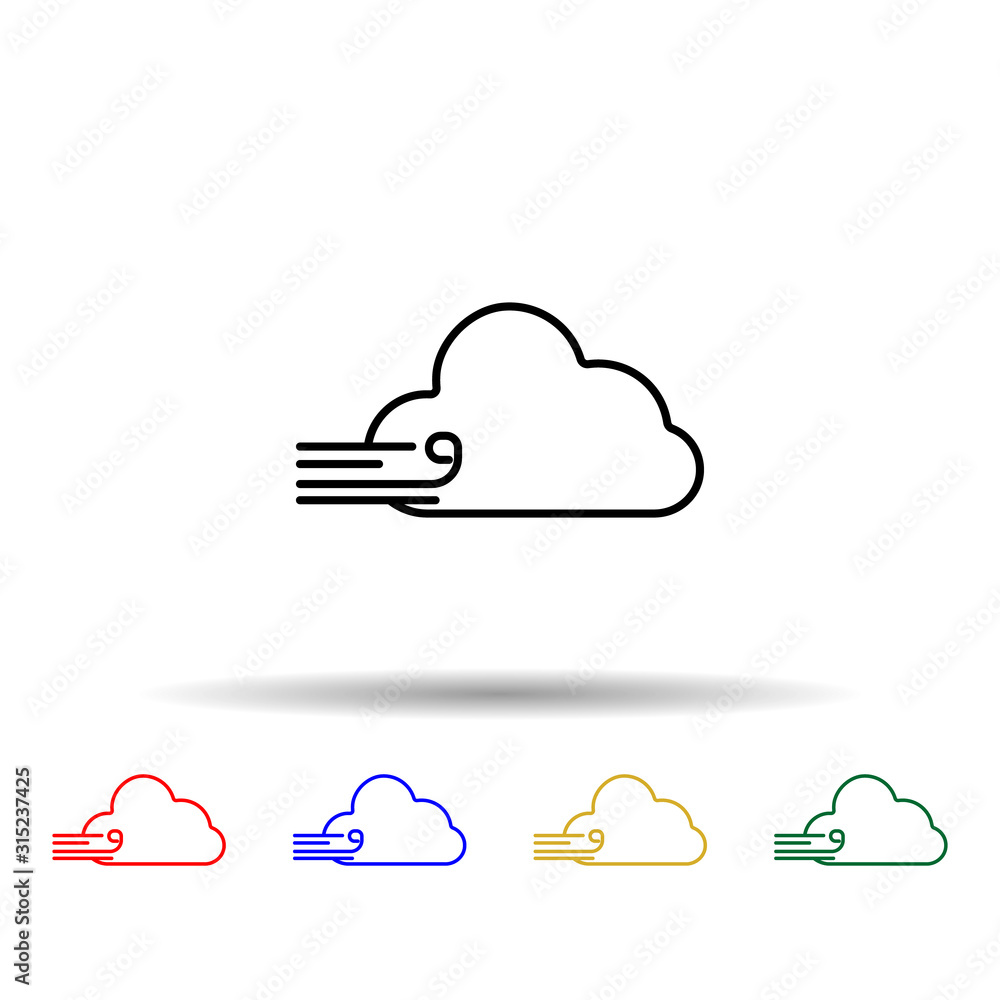 Poster a cloud with a wind multi color style icon. simple thin line, outline vector of web icons for ui and