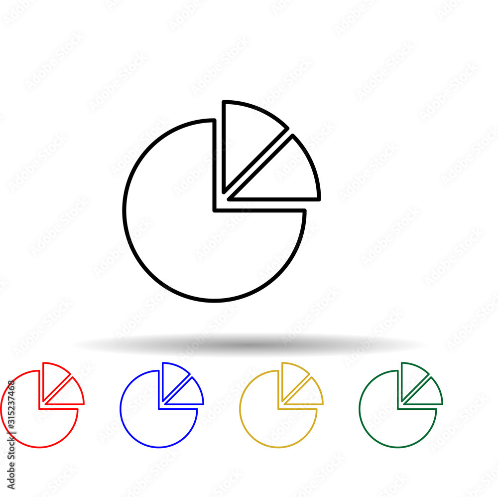 Poster graph pie multi color style icon. simple thin line, outline vector of web icons for ui and ux, websi