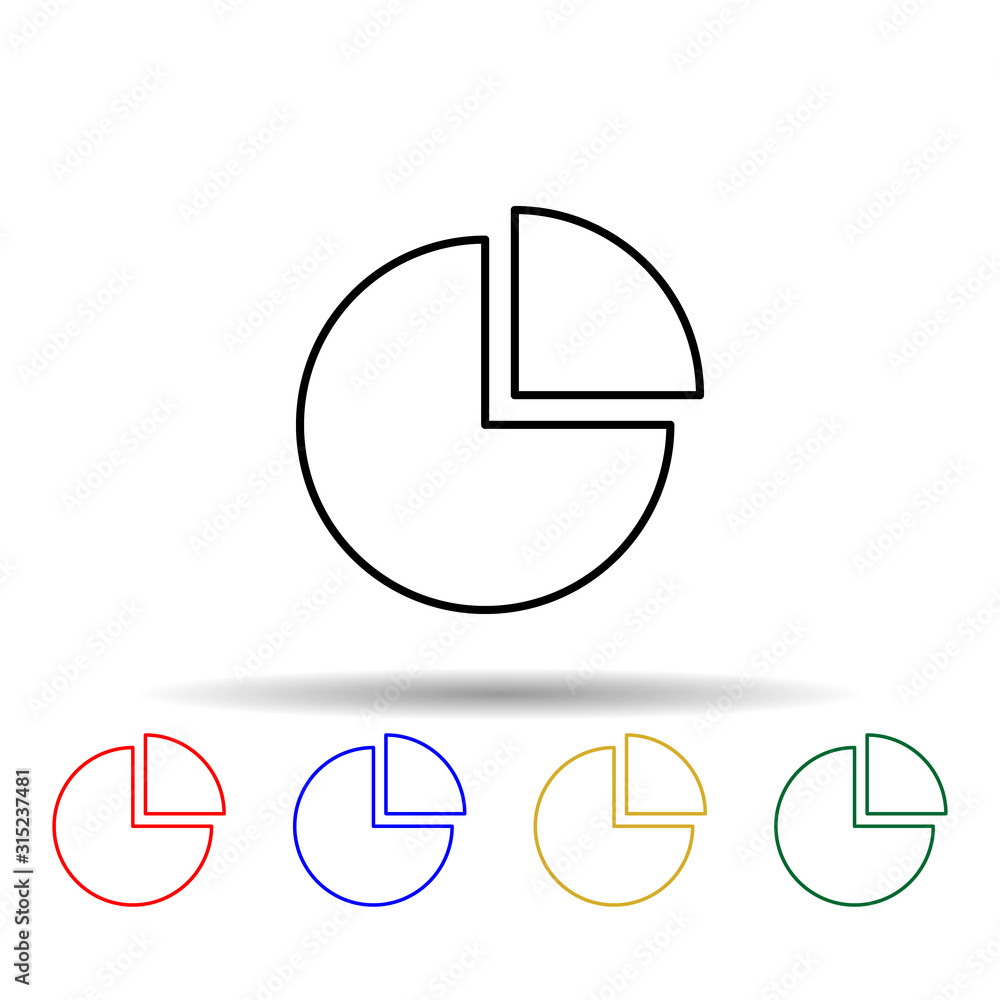 Poster graph pie multi color style icon. simple thin line, outline vector of web icons for ui and ux, websi
