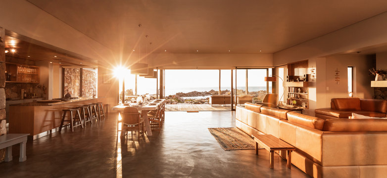 Sun shining in luxury home