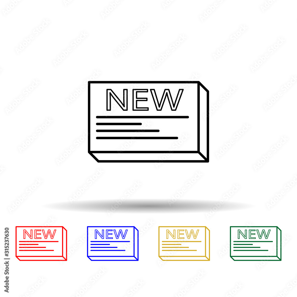 Poster new box multi color style icon. simple thin line, outline vector of web icons for ui and ux, website