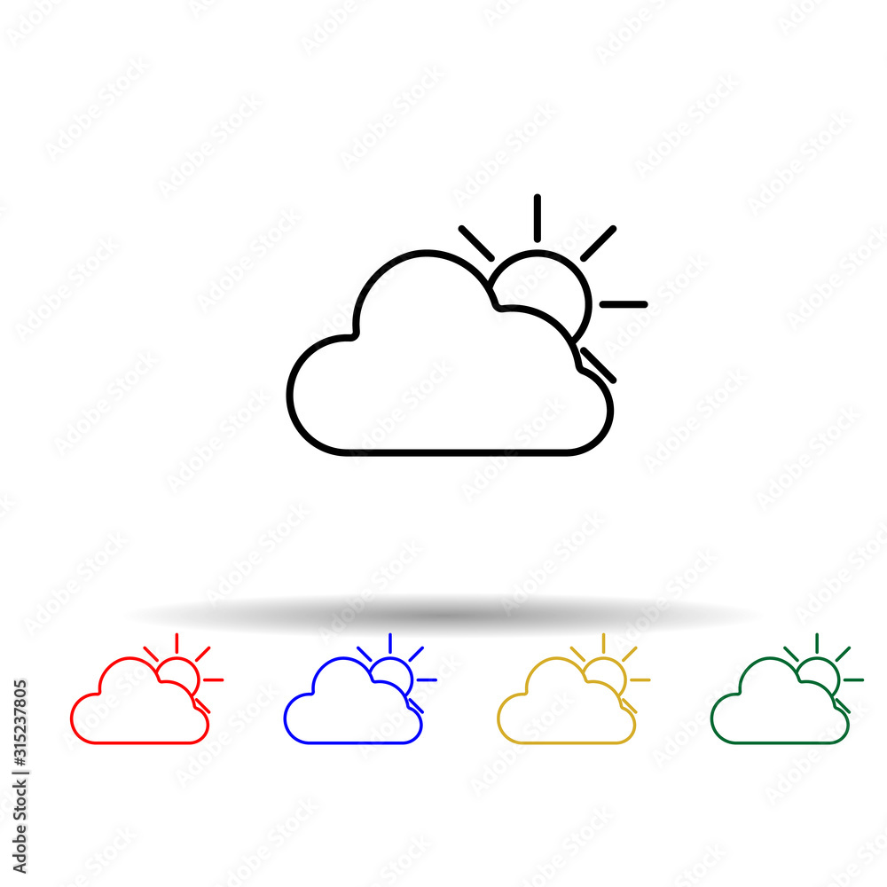 Poster the sun behind the clouds multi color style icon. simple thin line, outline vector of web icons for 
