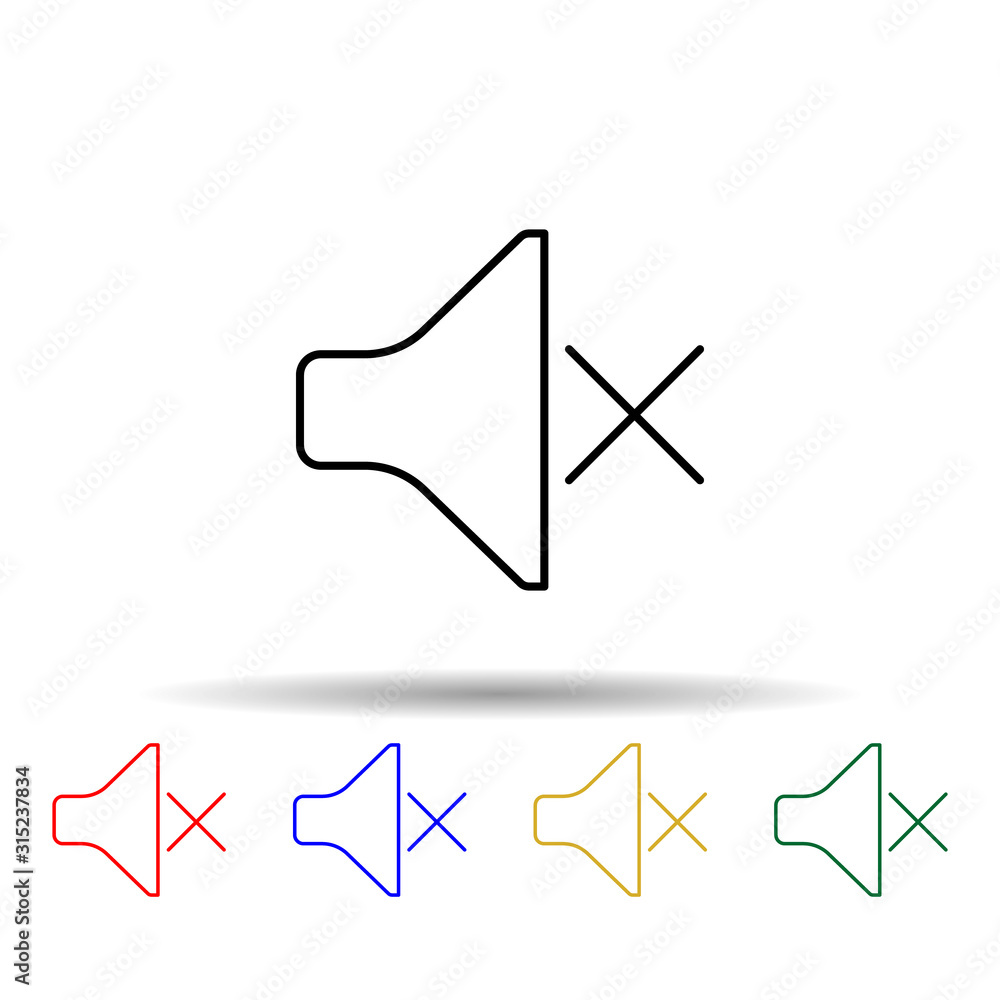 Poster speaker off multi color style icon. simple thin line, outline vector of web icons for ui and ux, web