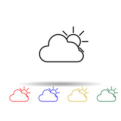 the sun behind the clouds multi color style icon. Simple thin line, outline vector of web icons for ui and ux, website or mobile application