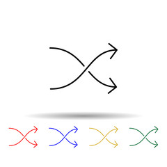 intersecting arrows multi color style icon. Simple thin line, outline vector of web icons for ui and ux, website or mobile application