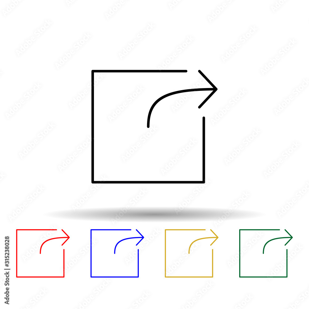 Poster the exit sign of an arrow from a square multi color style icon. simple thin line, outline vector of 