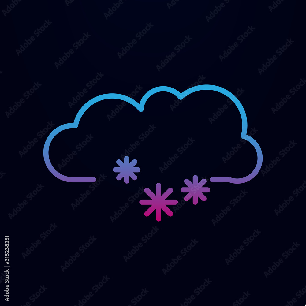 Poster cloud with a snowflake nolan icon. simple thin line, outline vector of web icons for ui and ux, webs