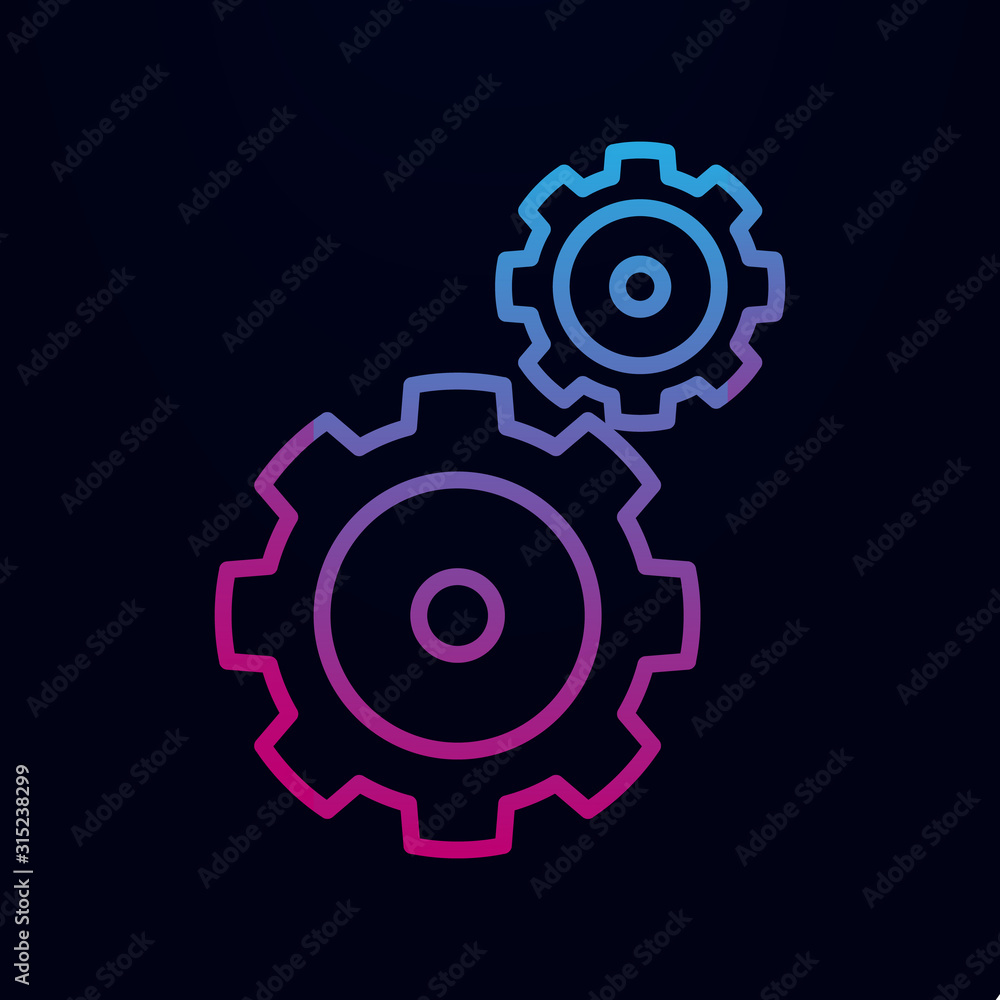 Poster two gears nolan icon. simple thin line, outline vector of web icons for ui and ux, website or mobile