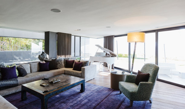 Piano in luxury home showcase interior living room