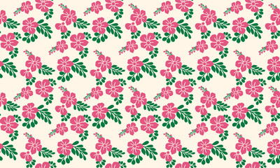Romantic valentine pink floral pattern background, with elegant leaf and flower design.