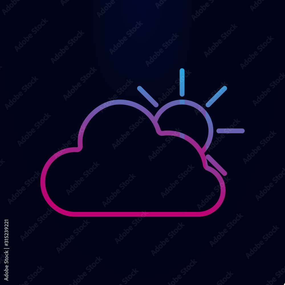Poster the sun behind the clouds nolan icon. simple thin line, outline vector of web icons for ui and ux, w