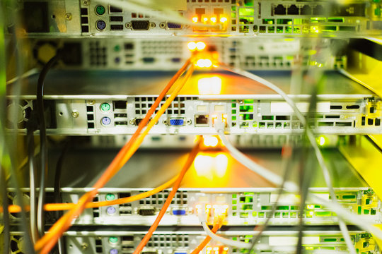 Close up server room cables