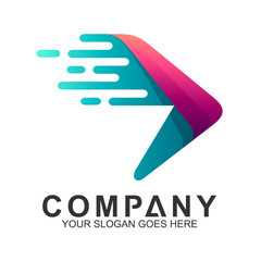 arrow logo, fast motion vector, delivery service icon, speed arrow, travel and transportation symbol, media tech logo design, abstract arrow business logo template