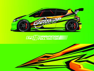 Car wrap design vector. Graphic abstract stripe racing background designs for wrap cargo van, race car, pickup truck, adventure vehicle. Eps 10