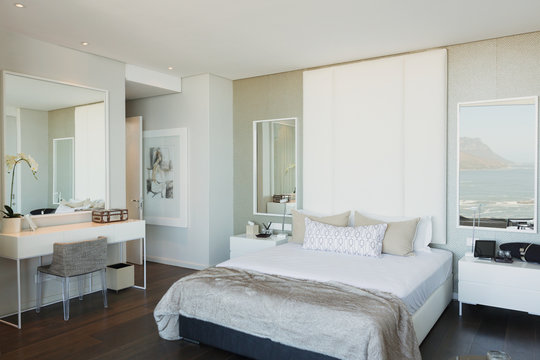 Modern white luxury home showcase bedroom