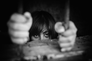 children prison and prisoner concept, trafficking concept