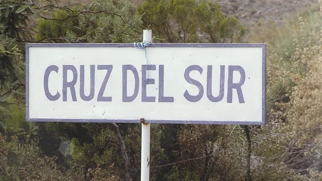 Cruz del Sur Road Sign in Buenos Aires province, Argentina. Zoom In.