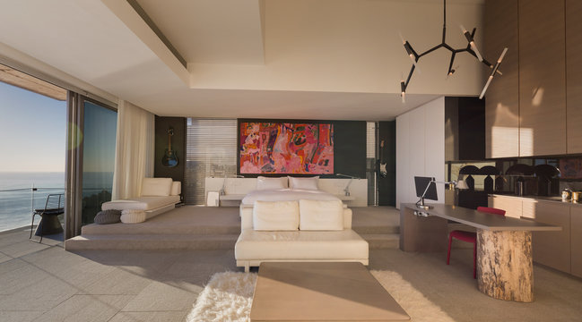 Modern, luxury home showcase bedroom