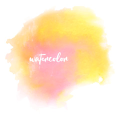 Abstract isolated colorful Pink-yellow vector watercolor stain design template on white background. . Watercolor Paint vector texture. Design element For card, banner.